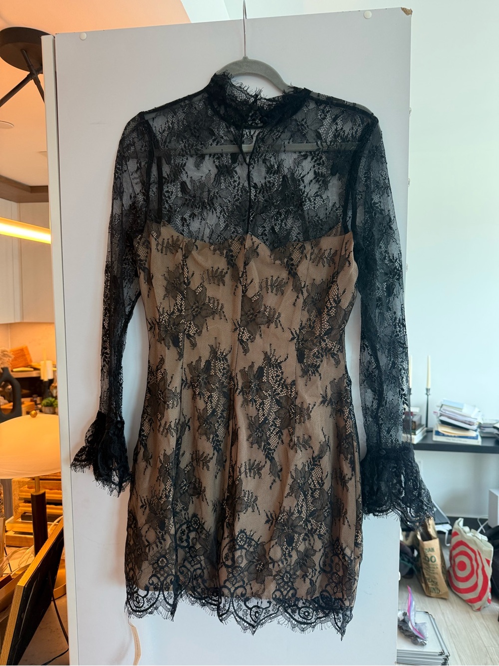 Reformation Teanna Black Lace Mini Dress with Nude Lining - Picture 6 of 6